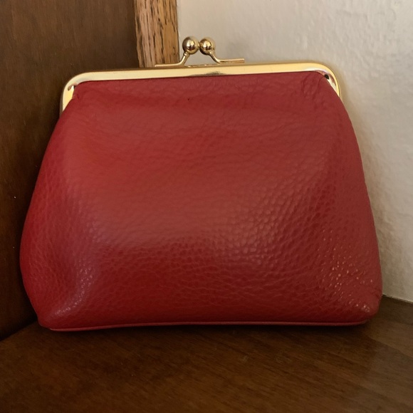 Dooney and Bourke red pebble leather kiss wallet pouch - Picture 10 of 14